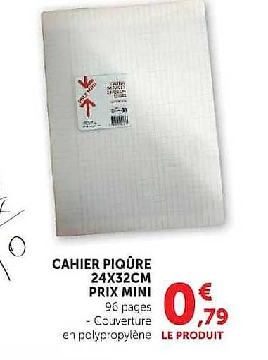 CAHIER PIQUÉ 24X32CM PRIX MINI