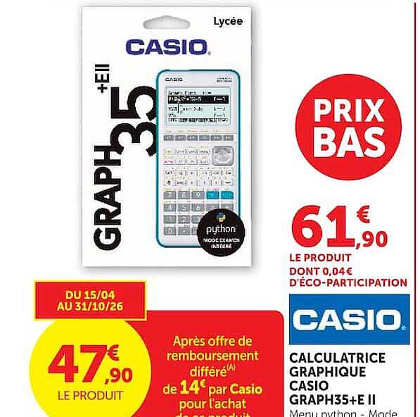 CALCULATRICE GRAPHIQUE CASIO GRAPH35+E II