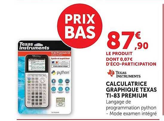 CALCULATRICE GRAPHIQUE TEXAS TI-83 PREMIUM