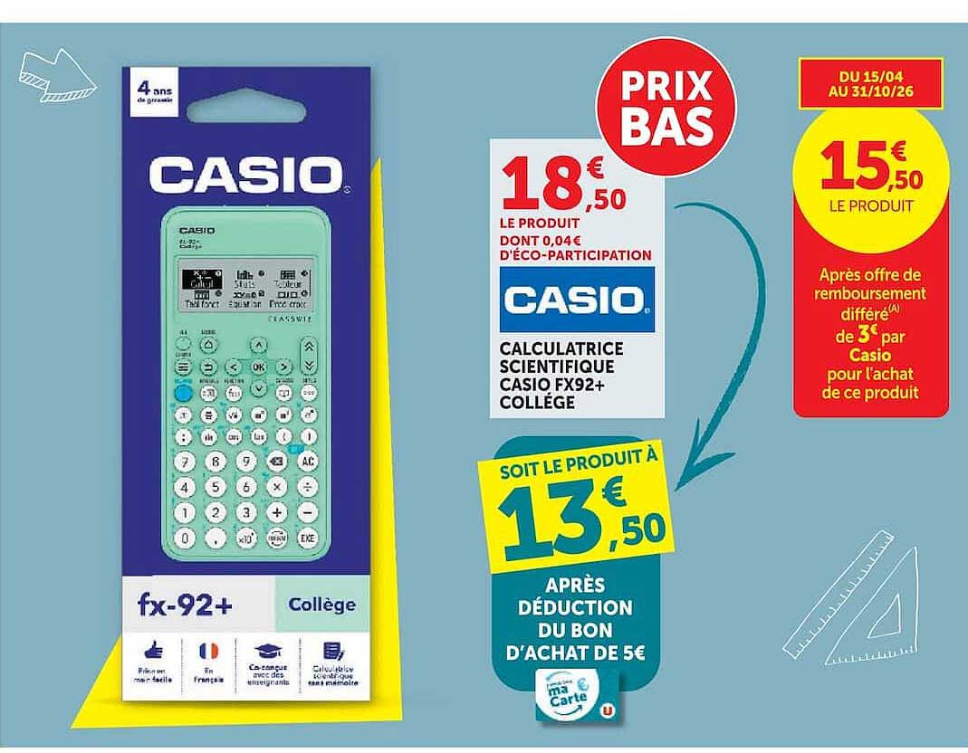 CALCULATRICE SCIENTIFIQUE CASIO FX92+ COLLÈGE