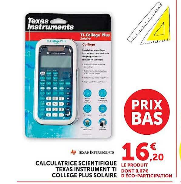 CALCULATRICE SCIENTIFIQUE TEXAS INSTRUMENT TI COLLEGE PLUS SOLAIRE