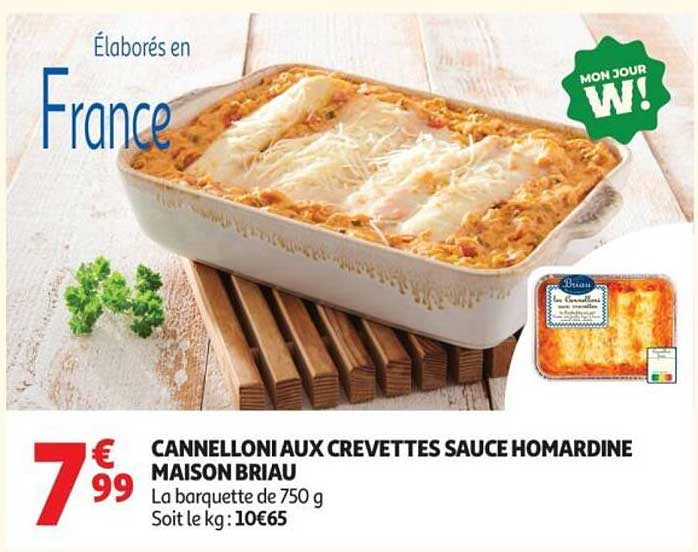 CANNELLONI AUX CREVETTES SAUCE HOMARDINE MAISON BRIAU