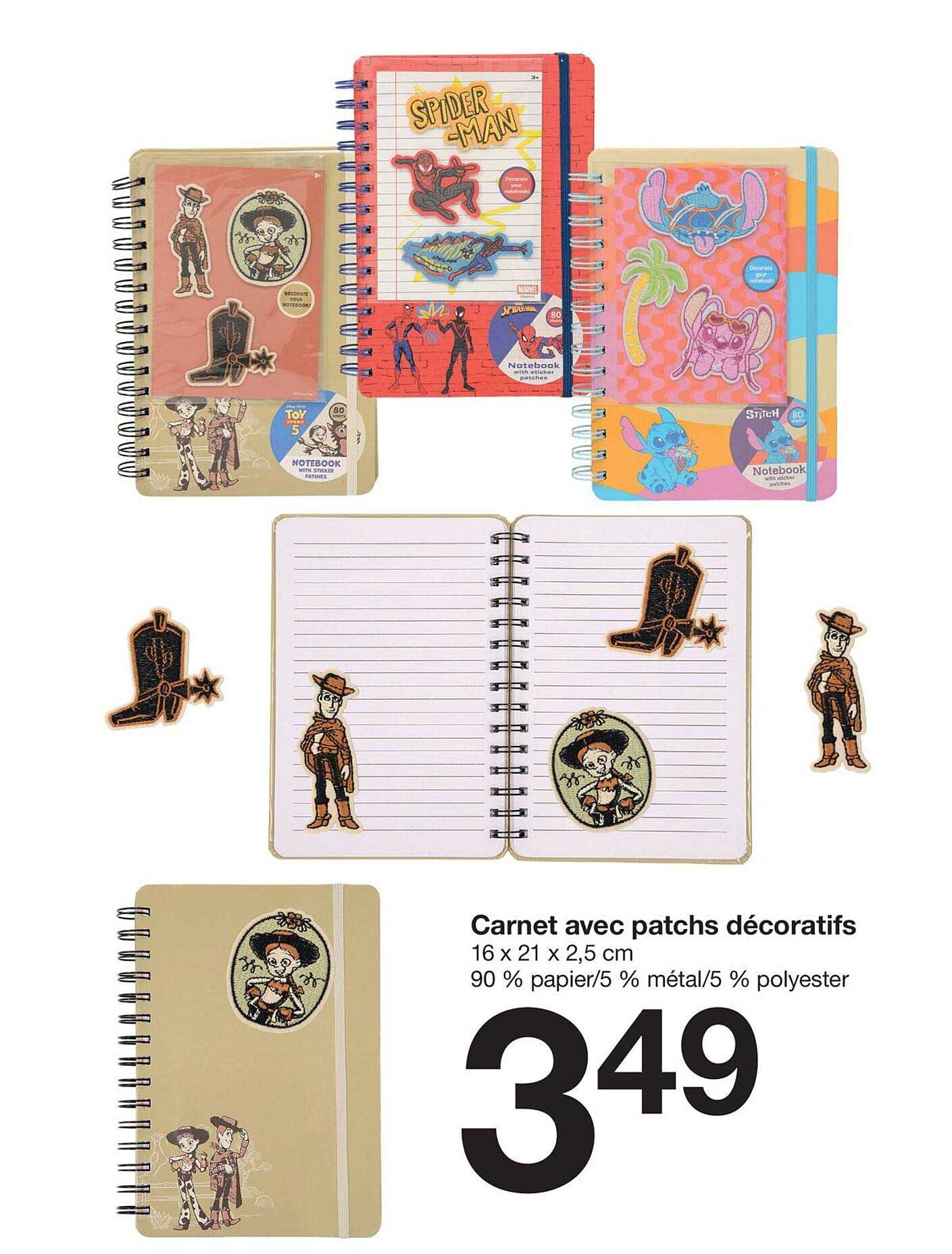 Carnet avec patchs décoratifs