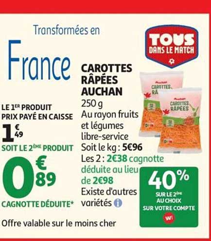 CAROTTES RÂPÉES AUCHAN 250 g