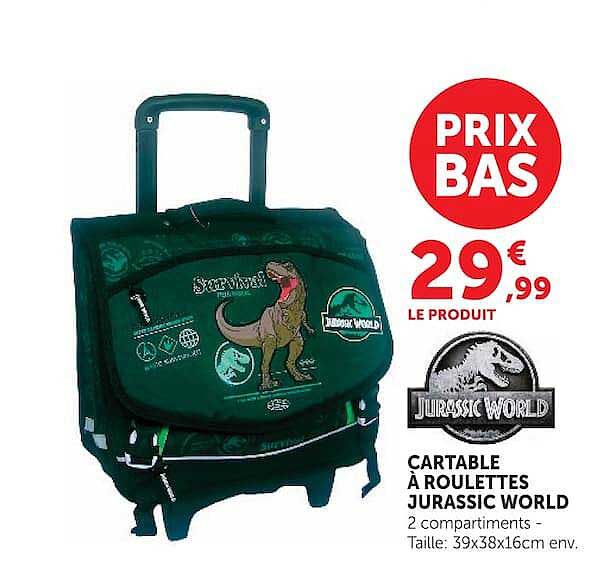 CARTABLE À ROULETTES JURASSIC WORLD
