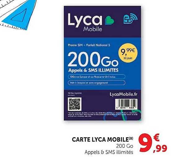 CARTE LYCA MOBILE(8) 200 Go Appels & SMS illimités