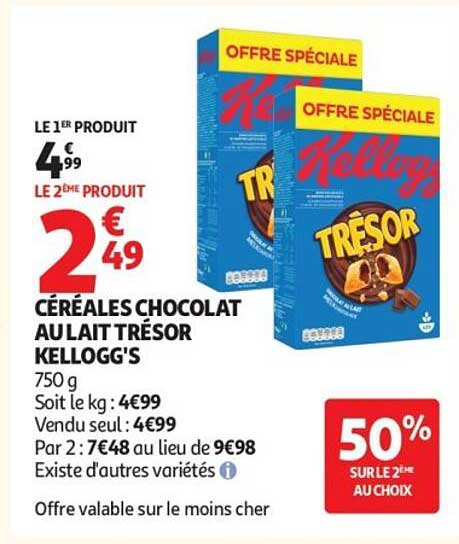 CÉRÉALES CHOCOLAT AU LAIT TRÉSOR KELLOGG'S