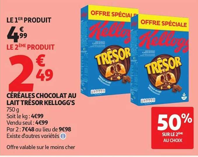 CÉRÉALES CHOCOLAT AU LAIT TRÉSOR KELLOGG'S