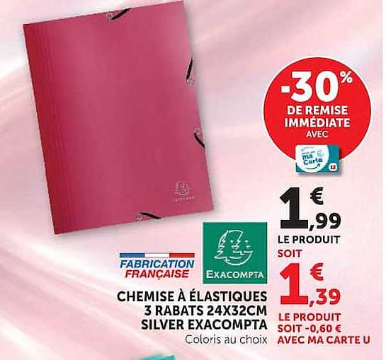 CHEMISE À ÉLASTIQUES 3 RABATS 24X32CM SILVER EXACOMPTA