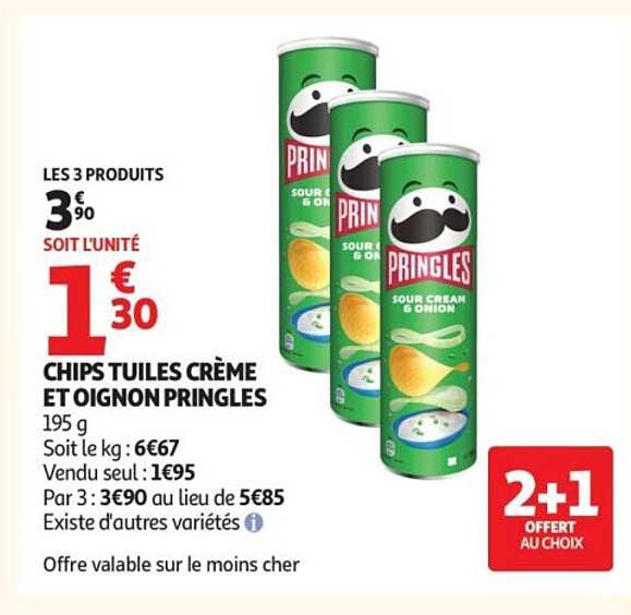 CHIPS TUILES CRÈME ET OIGNON PRINGLES