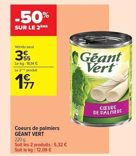 Coeurs de palmiers GÉANT VERT