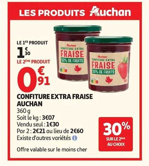 CONFITURE EXTRA FRAISE AUCHAN