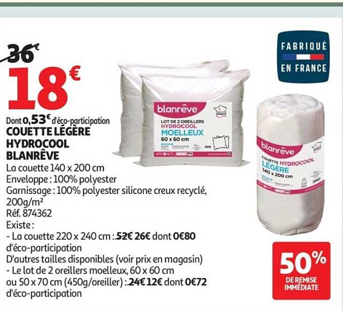 COUETTE LÉGÈRE HYDROCOOL BLANRÊVE