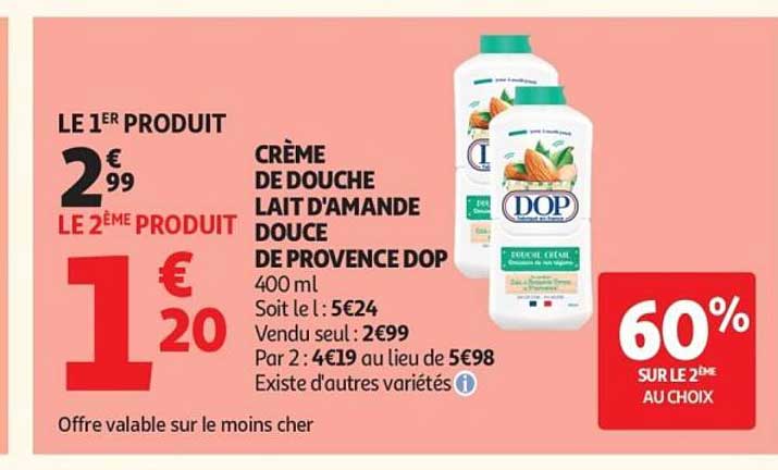 CRÈME DE DOUCHE LAIT D'AMANDE DOUCE DE PROVENCE DOP
