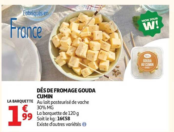 DÉS DE FROMAGE GOUDA CUMIN