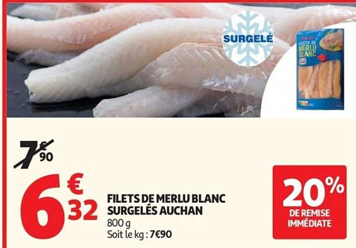 FILETS DE MERLU BLANC SURGELÉS AUCHAN