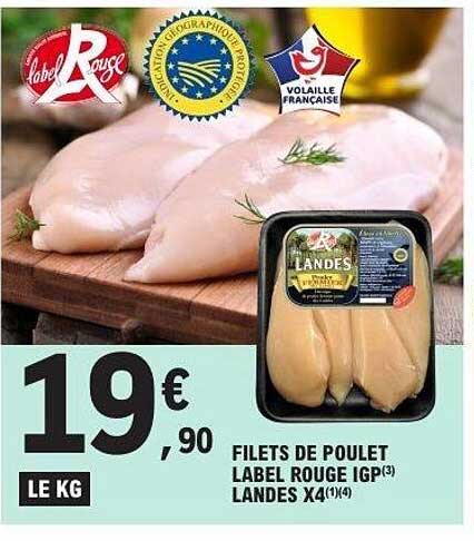 FILETS DE POULET LABEL ROUGE IGP LANDES X4