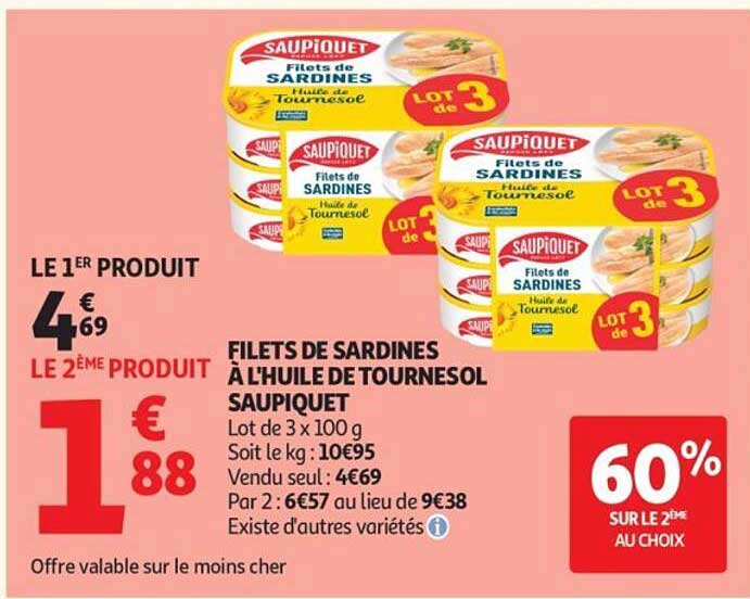 FILETS DE SARDINES À L'HUILE DE TOURNESOL SAUPIQUET