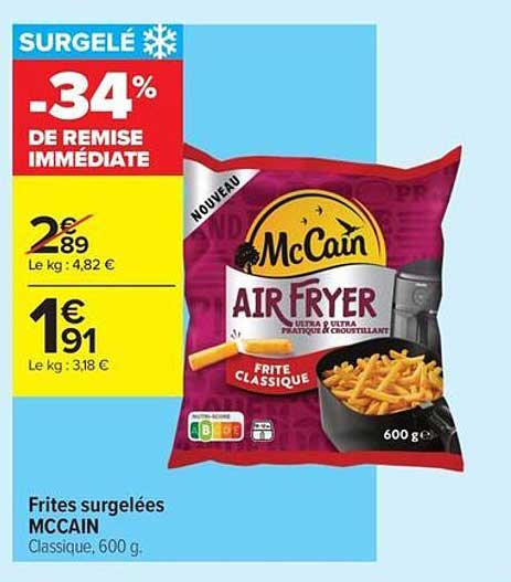 Frites surgelées McCain Air Fryer frite classique