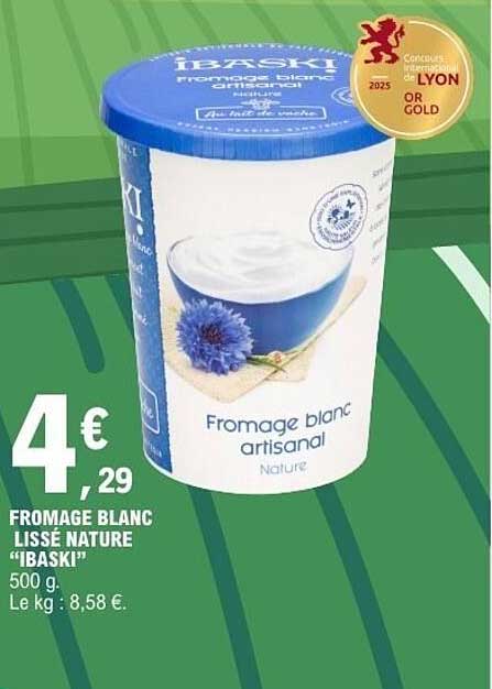 FROMAGE BLANC LISSÉ NATURE “IBASKI” 500 g