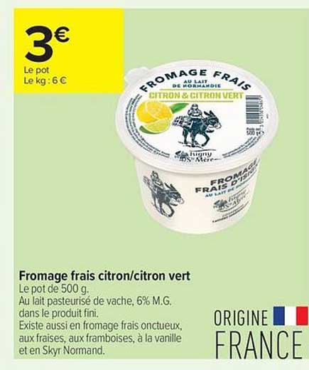 Fromage frais citron/citron vert