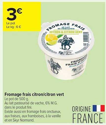 Fromage frais citron/citron vert