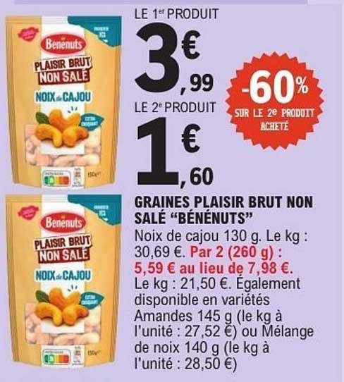 GRAINES PLAISIR BRUT NON SALÉ “BÉNÉUTS”