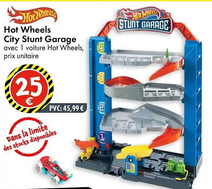 Hot Wheels City Stunt Garage avec 1 voiture Hot Wheels, prix unitaire