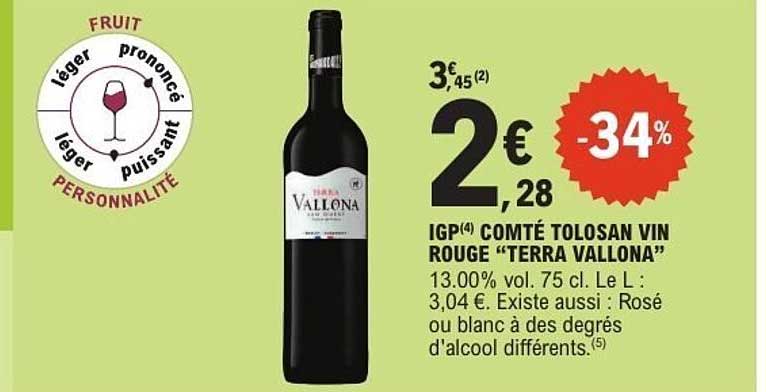 IGP COMTÉ TOLOSAN VIN ROUGE “TERRA VALLONA”