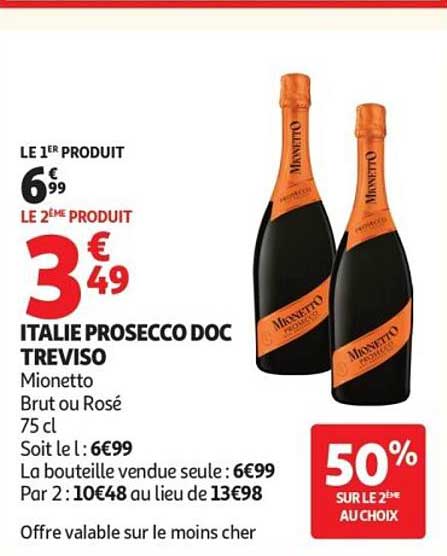 ITALIE PROSECCO DOC TREVISO Mionetto Brut ou Rosé 75 cl