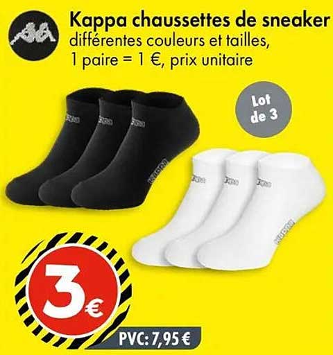 Kappa chaussettes de sneaker différentes couleurs et tailles, 1 paire = 1 €, prix unitaire