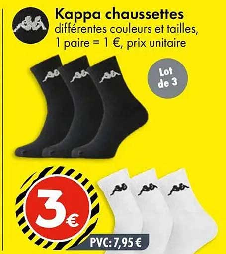 Kappa chaussettes différentes couleurs et tailles, 1 paire = 1 €, prix unitaire