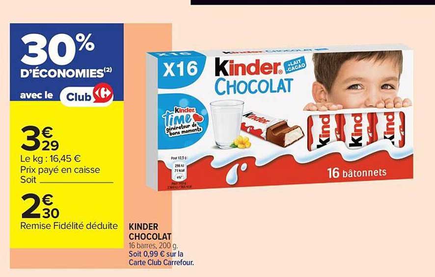 KINDER CHOCOLAT 16 barres, 200 g