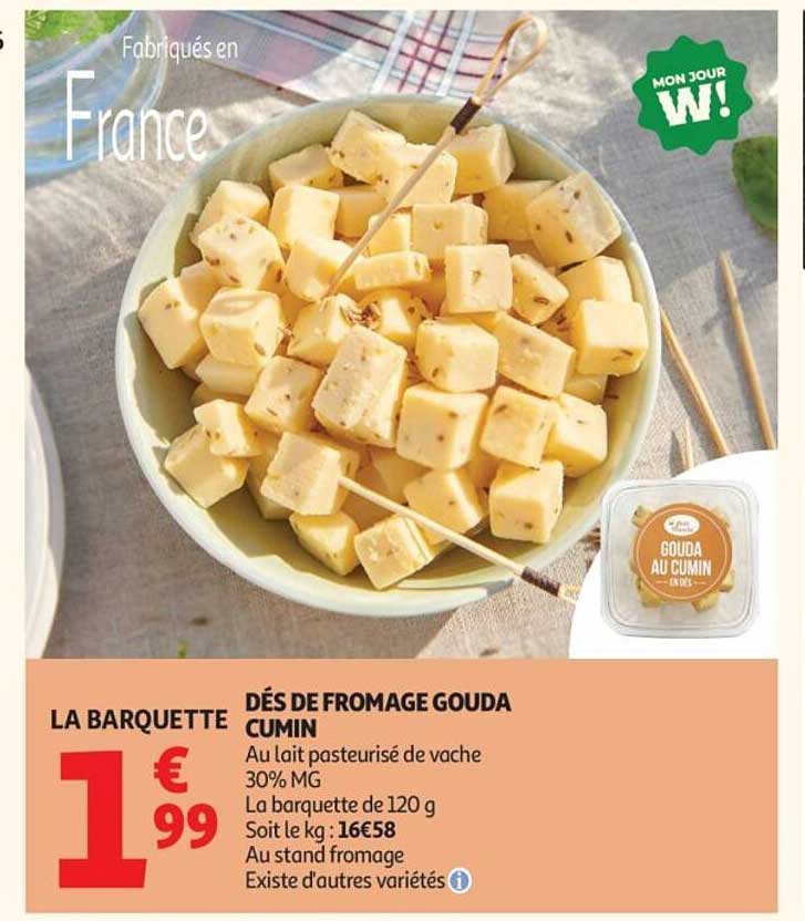 LA BARQUETTE DÉS DE FROMAGE GOUDA CUMIN