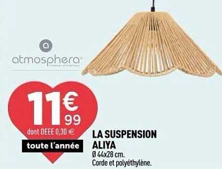 LA SUSPENSION ALIYA Ø 44x28 cm. Corde et polyéthylène.