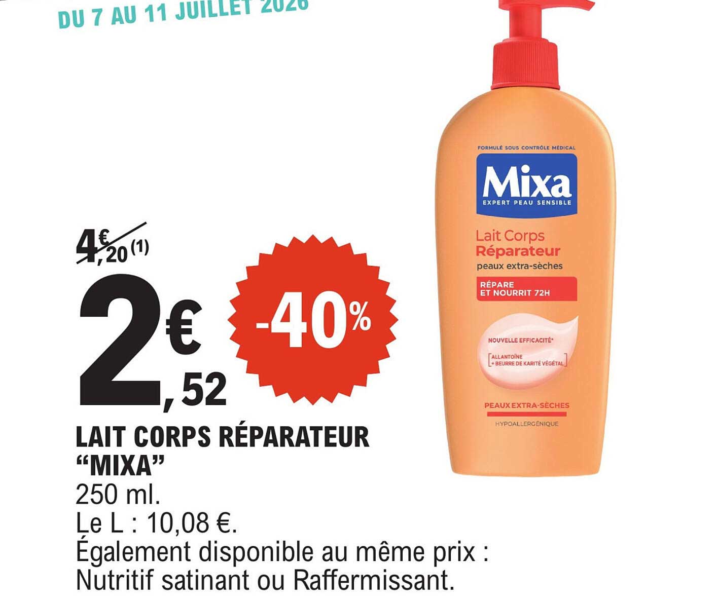 LAIT CORPS RÉPARATEUR “MIXA”