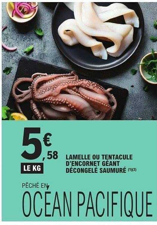 LAMELLE OU TENTACULE D'ENCORNET GÉANT DÉCONGELÉ SAUMURÉ (1X3)