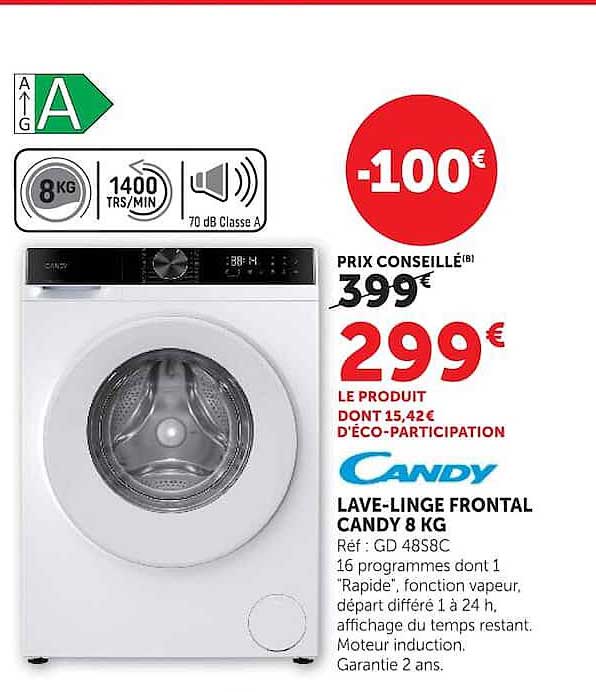 LAVE-LINGE FRONTAL CANDY 8 KG