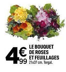 LE BOUQUET DE ROSES ET FEUILLAGES 21x37 cm. Tergal.