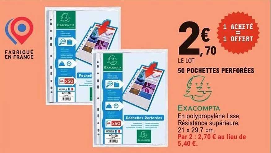 LE LOT 50 POCHETTES PERFORÉES