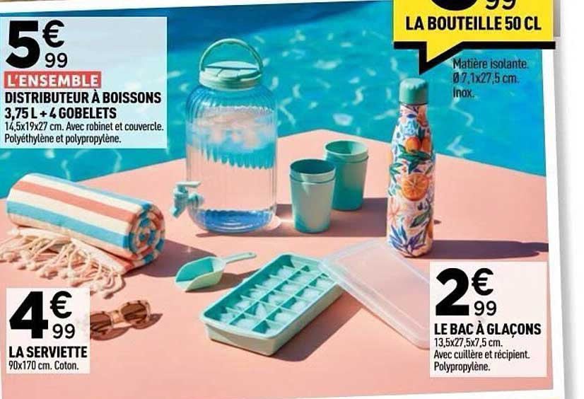 L’ENSEMBLE DISTRIBUTEUR À BOISSONS 3,75 L + 4 GOBELETS