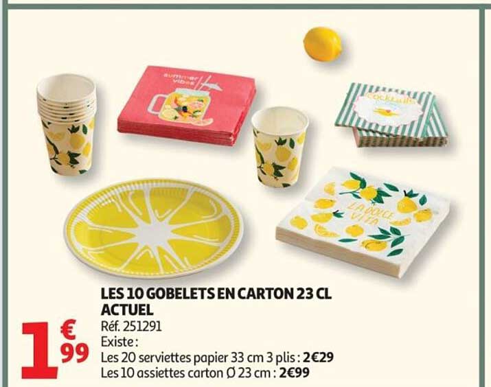 LES 10 GOBELETS EN CARTON 23 CL ACTUEL