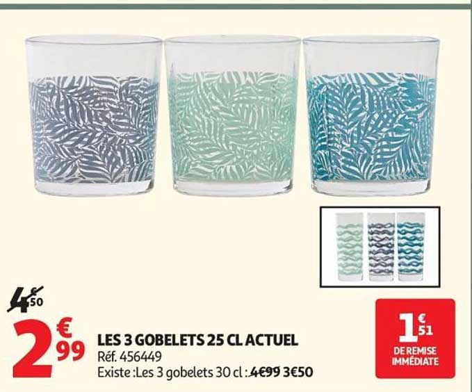 LES 3 GOBELETS 25 CL ACTUEL