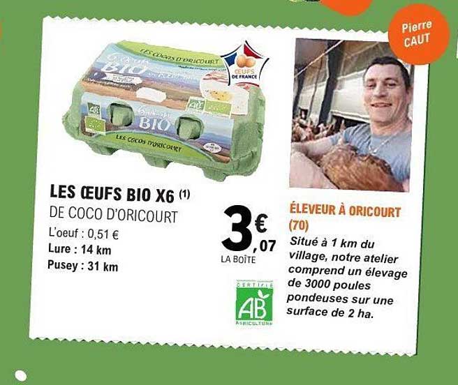 LES OEUFS BIO X6 DE COCO D’ORICOURT