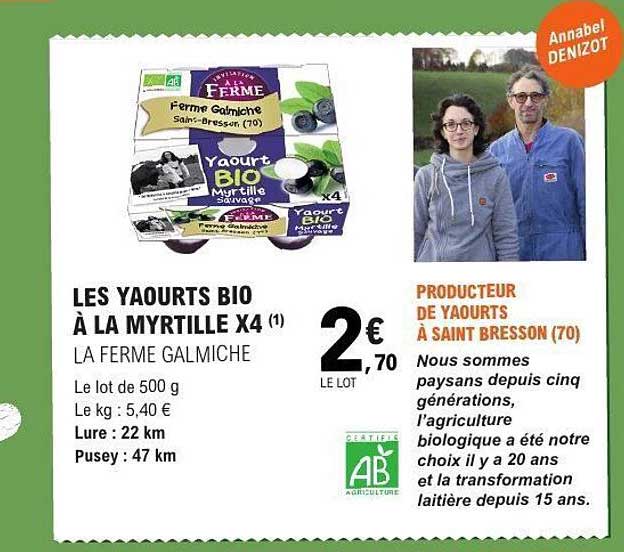 LES YAOURTS BIO À LA MYRTILLE X4 (1) LA FERME GALMICHE