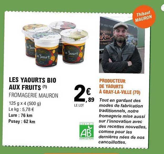 LES YAOURTS BIO AUX FRUITS