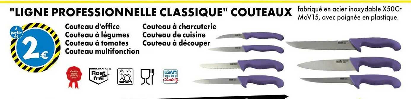 "LIGNE PROFESSIONNELLE CLASSIQUE" COUTEAUX