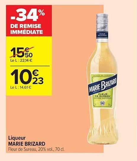 Liqueur MARIE BRIZARD Fleur de Sureau, 20% vol., 70 cl.