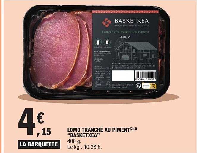 LOMO TRANCHÉ AU PIMENT “BASKETXEA”