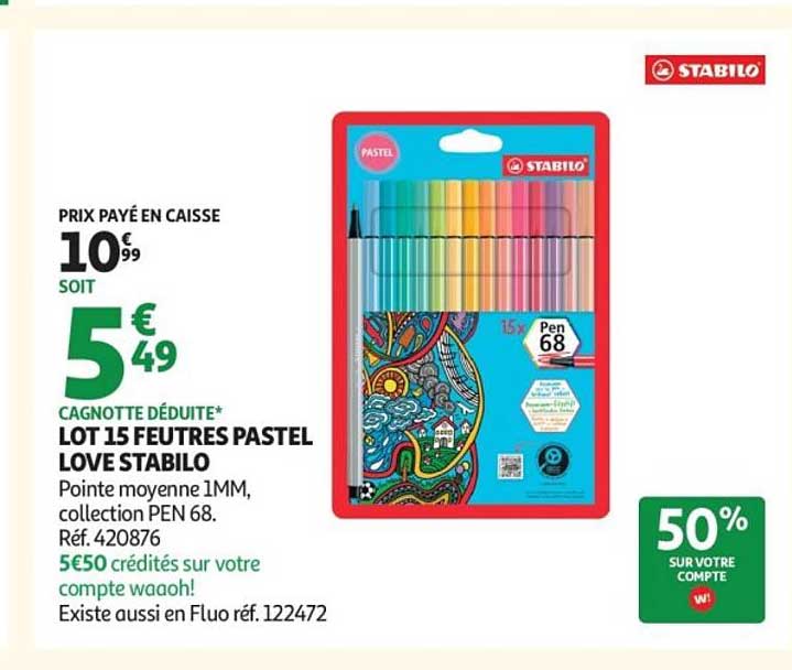 LOT 15 FEUTRES PASTEL LOVE STABILO